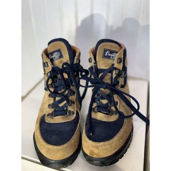 VTG Vasque Gore-Tex Hiking Boots Size 8M Suede & Canvas Made in Italy Cowhide - Picture 3 of 9